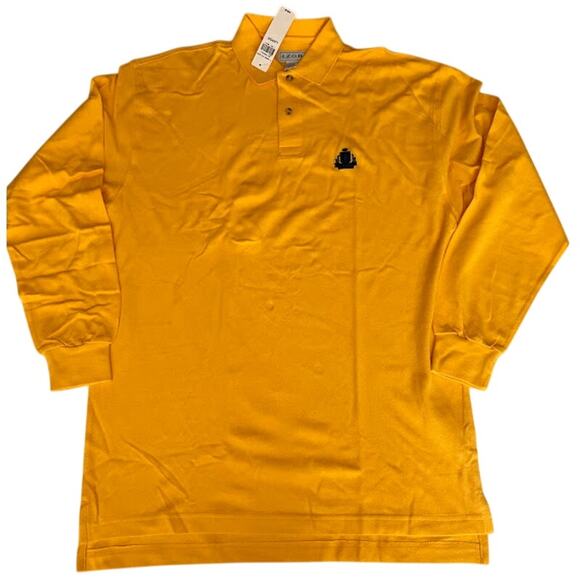 Vintage New 80’s Izod Men's Long Sleeve Yellow Polo Shirt Size Large NWT - Picture 1 of 8